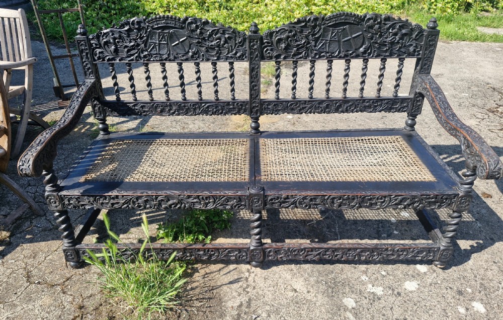 Victorian carved hall seat.