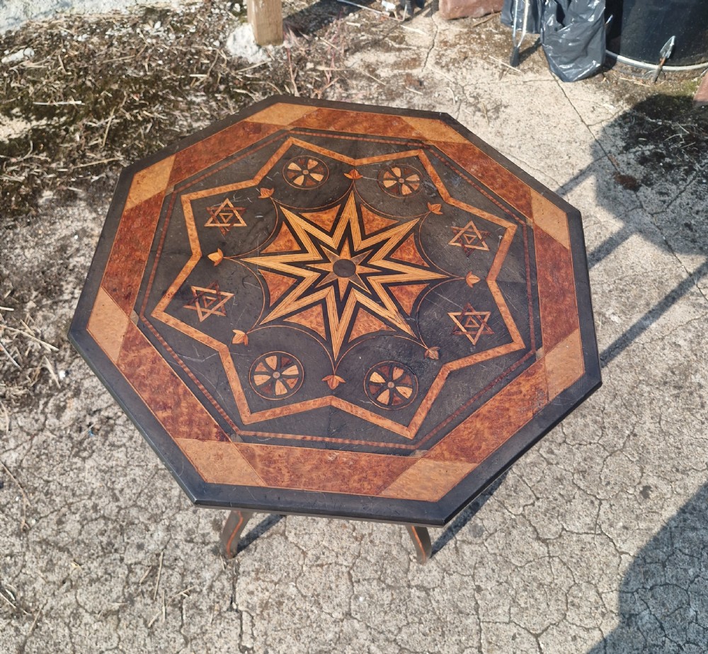 Victorian inlaid octagonal occasional table.  View III