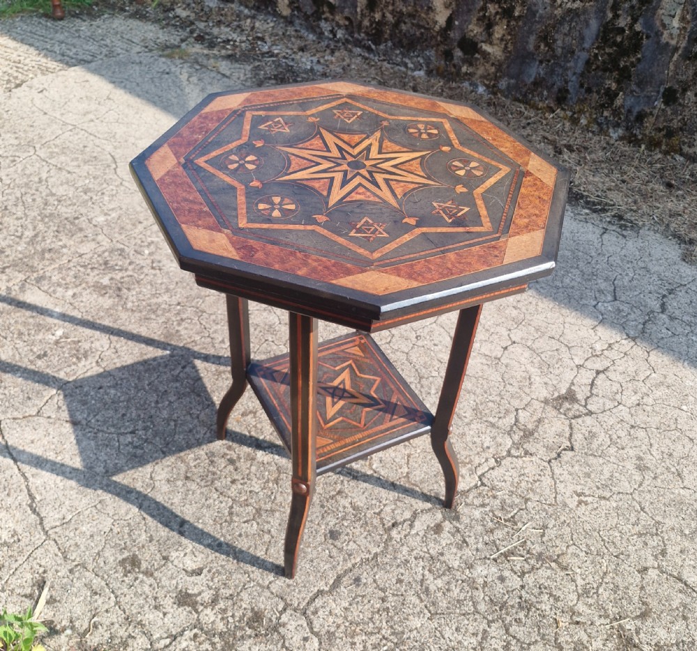 Victorian inlaid octagonal occasional table.  View IV