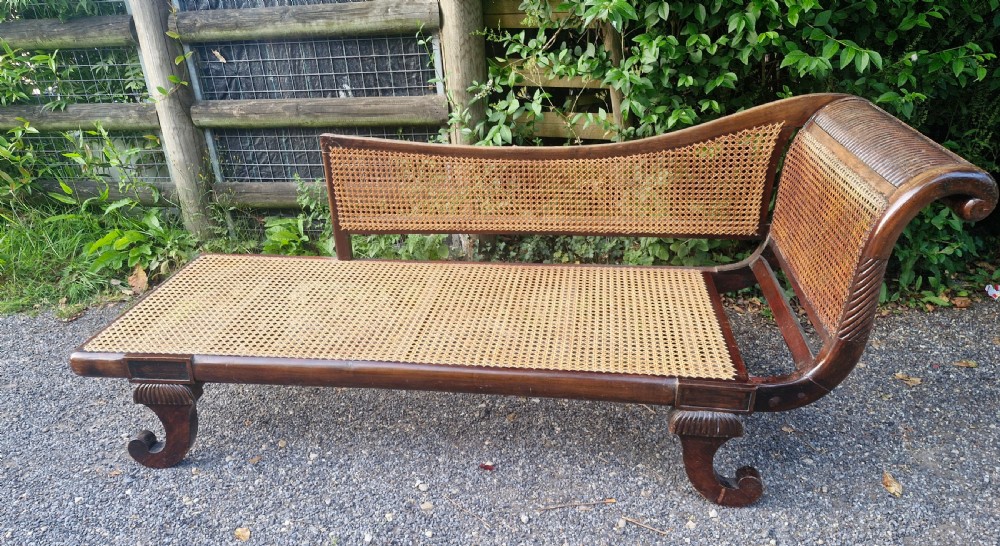 Caned chaise Longue with loose cushions.  View II