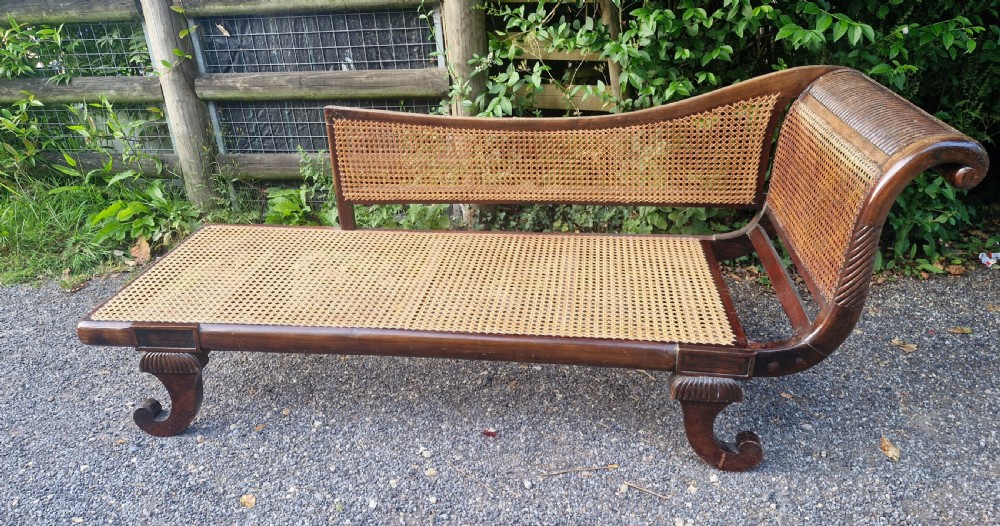 Caned chaise Longue with loose cushions.  View III