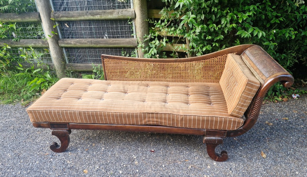 Caned chaise Longue with loose cushions.  View IV