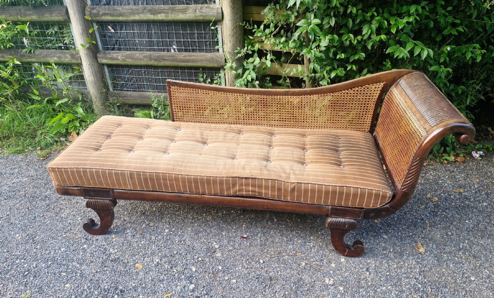 Caned chaise Longue with loose cushions.  View V