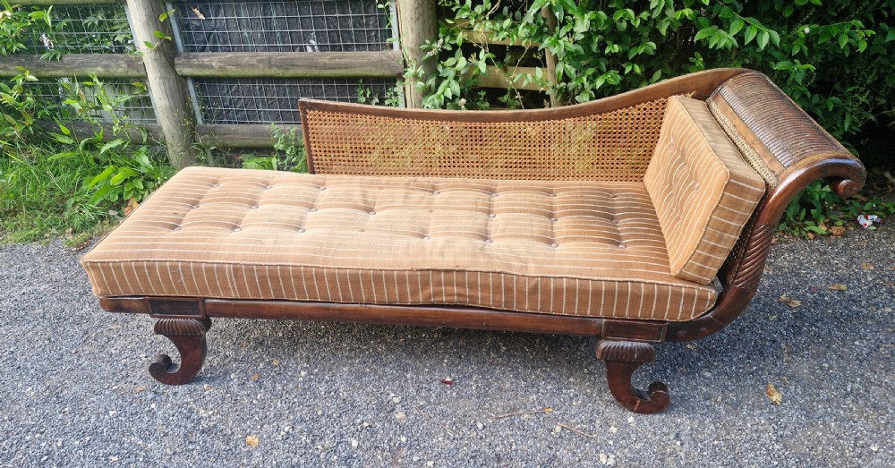 Caned chaise Longue with loose cushions.  View X