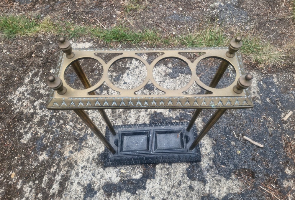 Brass and iron stick and umbrella stand. 