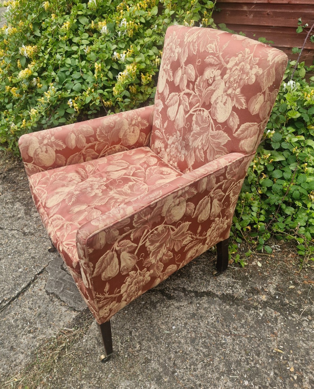 Edwardian upholstered bedroom armchair.  View II