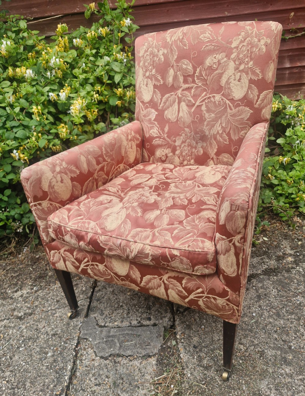 Edwardian upholstered bedroom armchair.  View IV