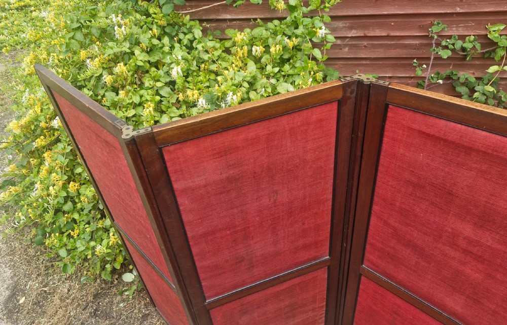 19th century mahogany gun barrel folding screen. View II