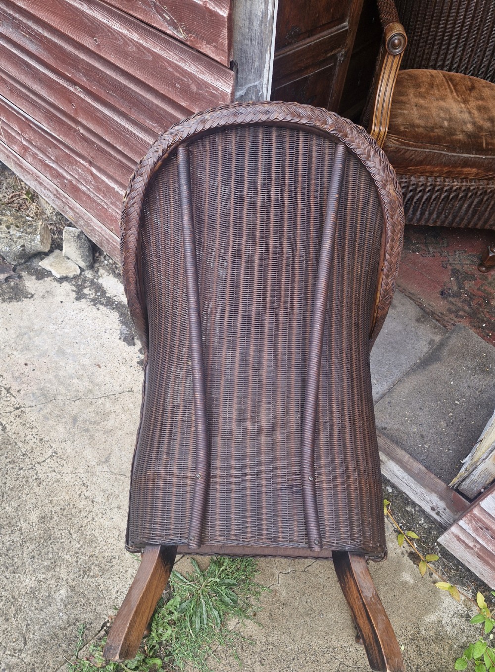 Rare pair of Oak framed Lloyd Loom Ladys and Gents armchairs. View V
