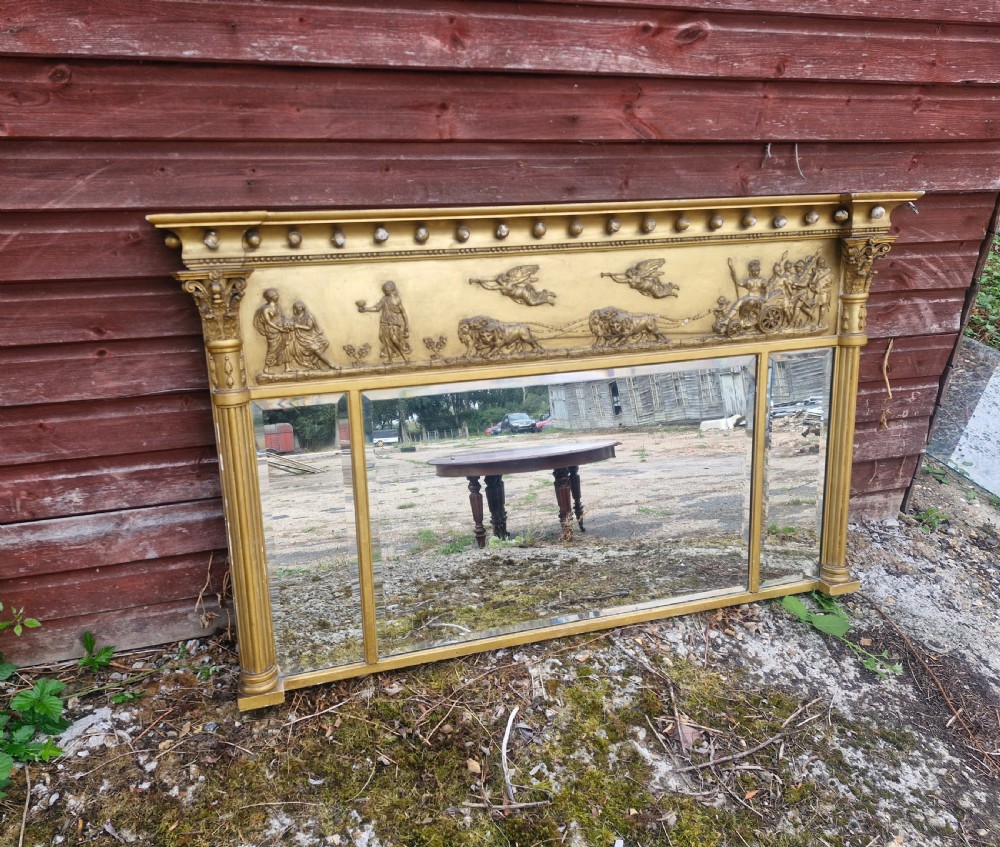 Gilt triple plate overmantel mirror.  View V