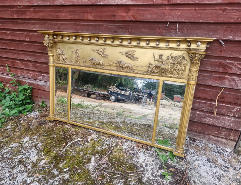 Gilt triple plate overmantel mirror.  View VI