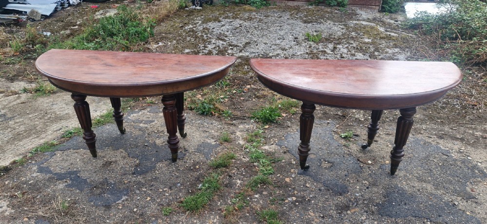 Pair of large Regency mahogany D end side tables. 