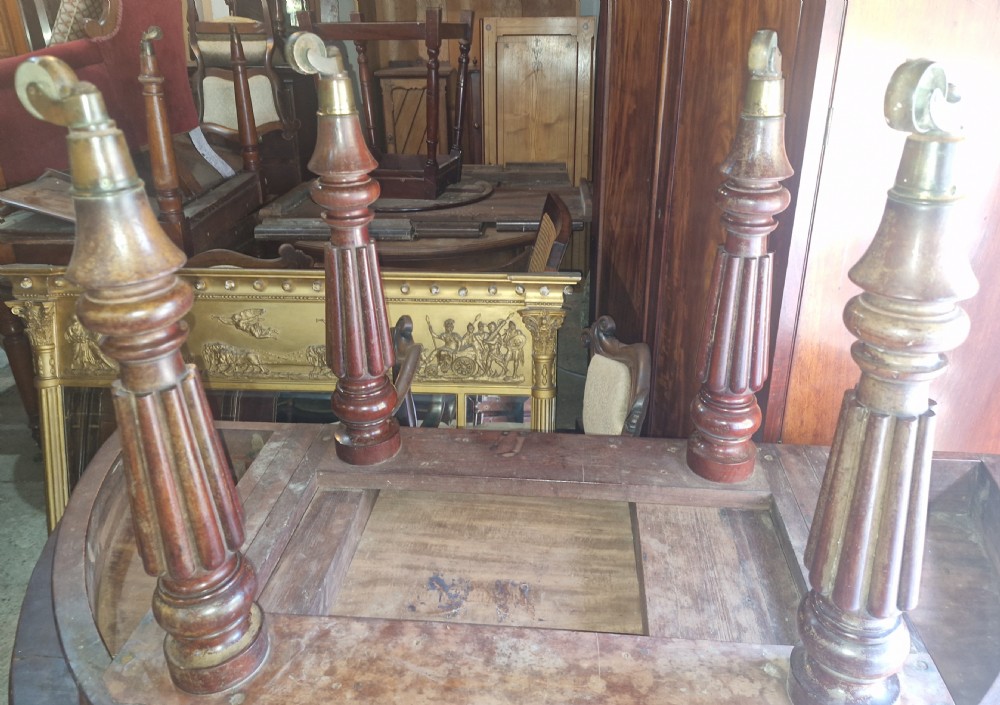 Pair of large Regency mahogany D end side tables.  View X