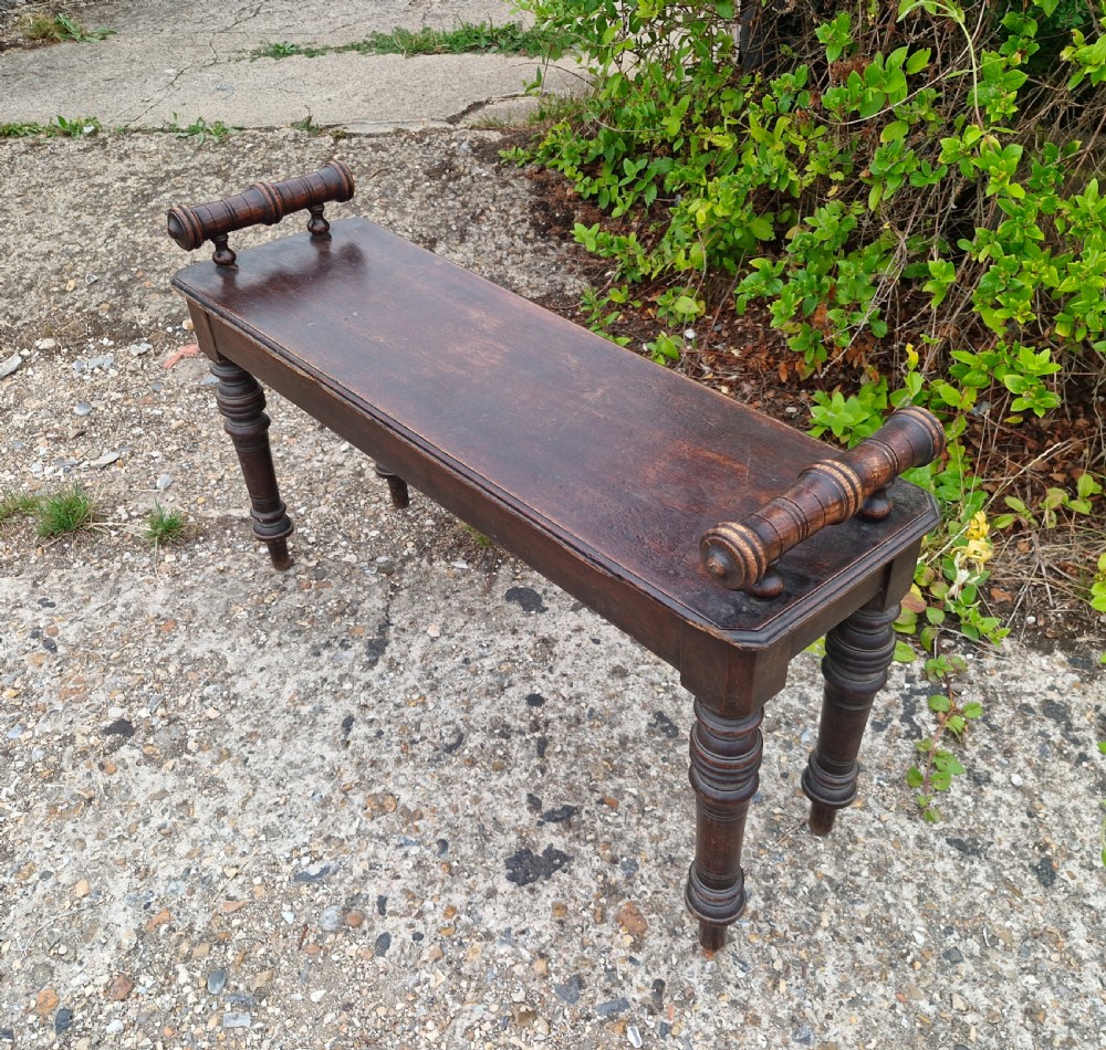 Late Victorian oak hall bench. View II