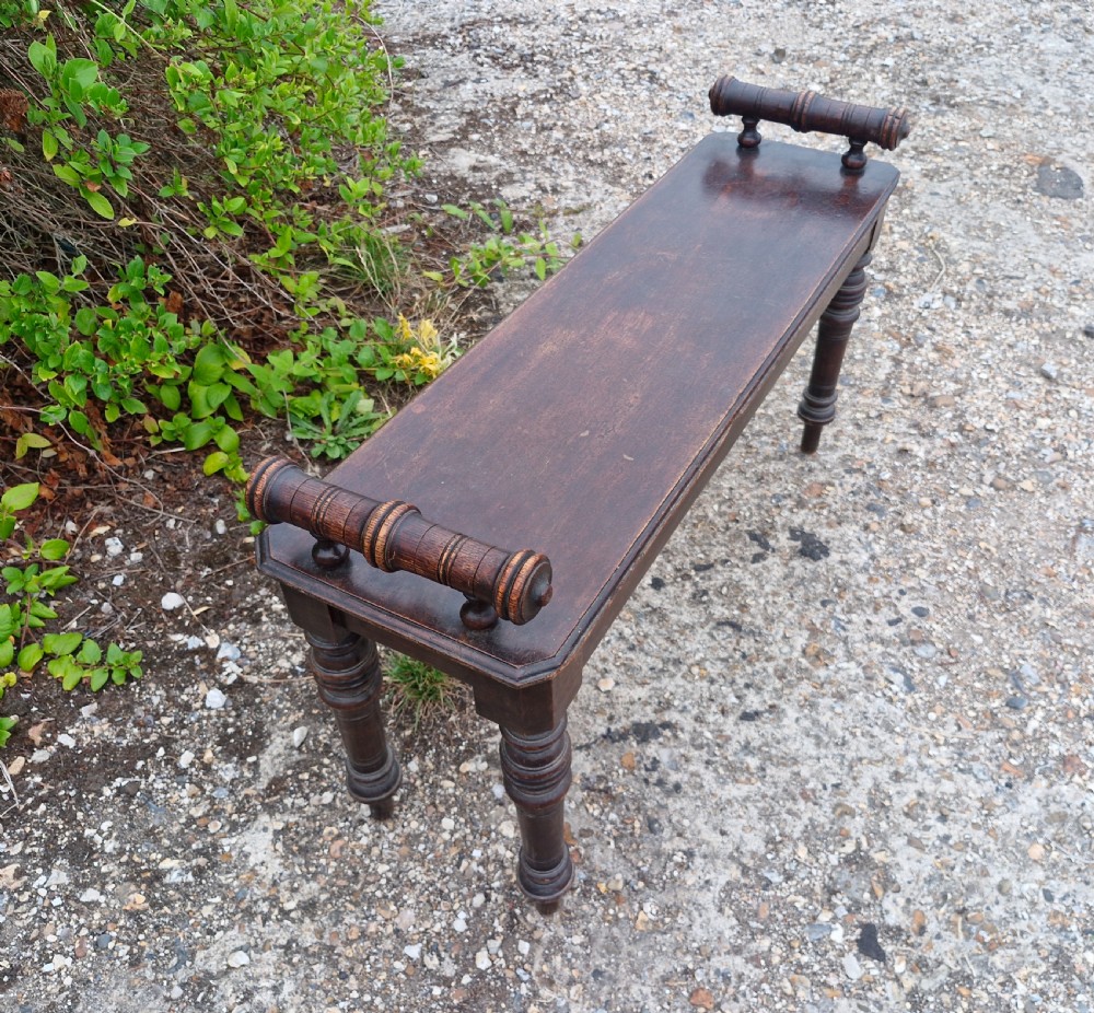 Late Victorian oak hall bench. View III