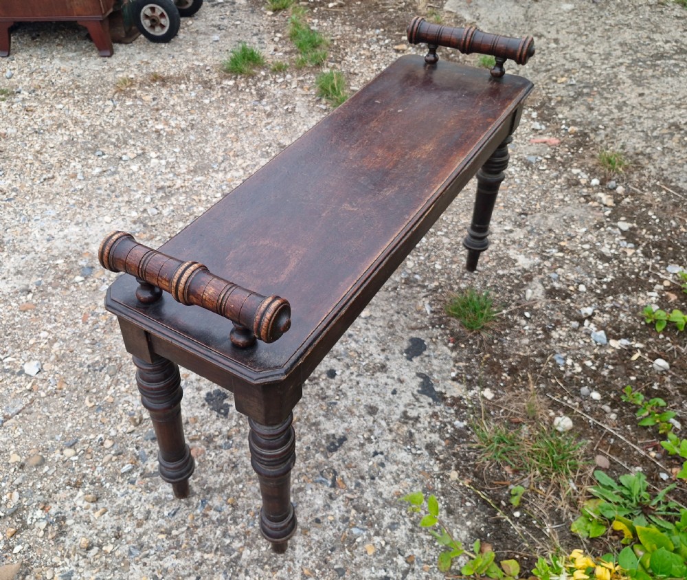 Late Victorian oak hall bench. View IV