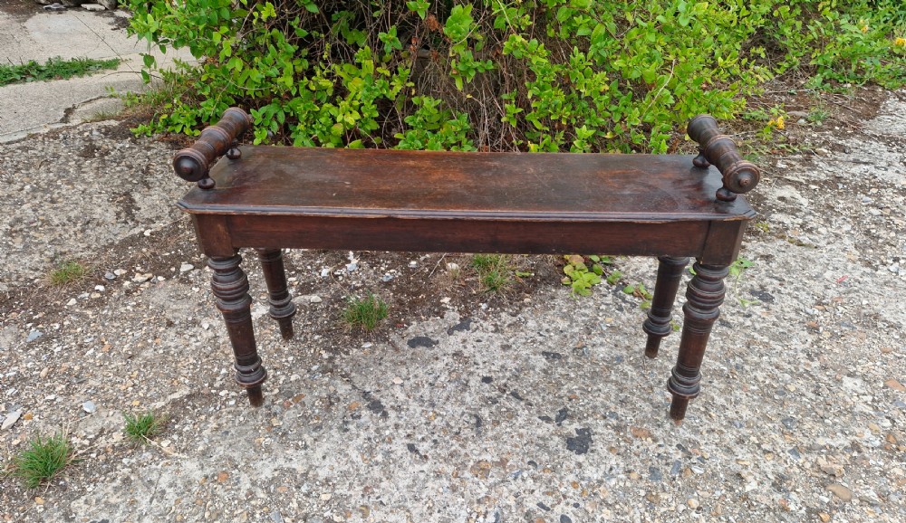 Late Victorian oak hall bench. View VI