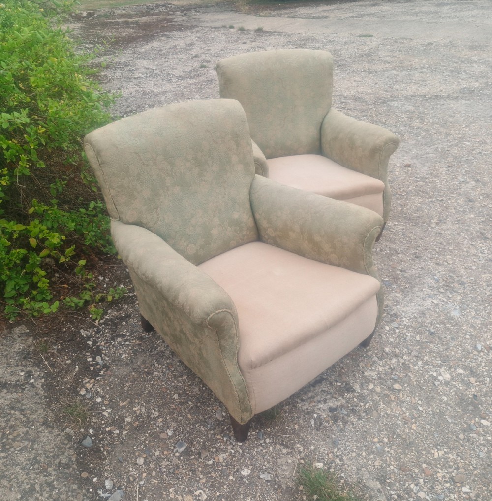 Pair of  upholstered armchairs in the style of Howard.  View VI