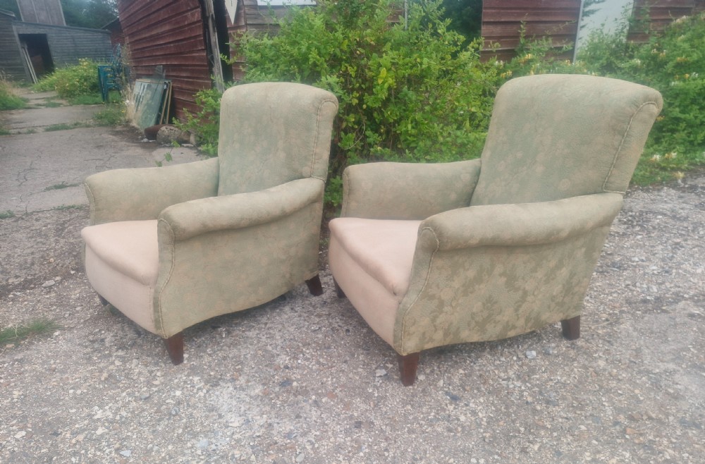 Pair of  upholstered armchairs in the style of Howard.  View VII