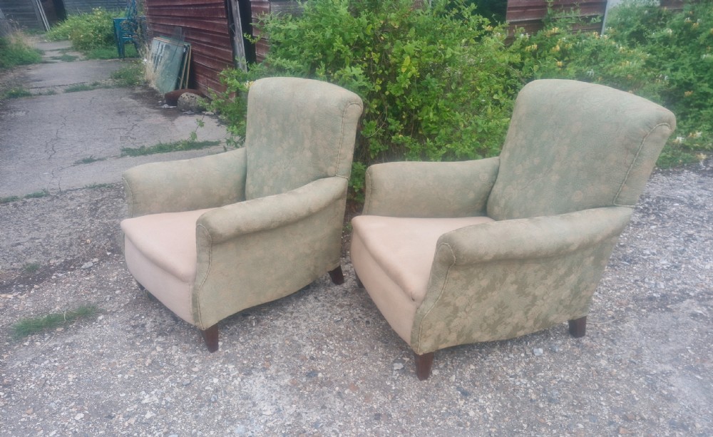 Pair of  upholstered armchairs in the style of Howard.  View VIII
