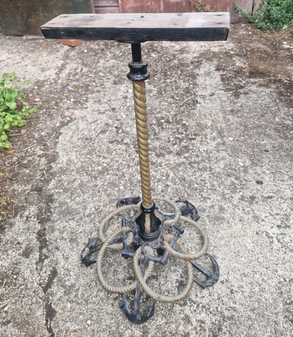 Unusual Victorian cast iron rope and anchor table base  View IV