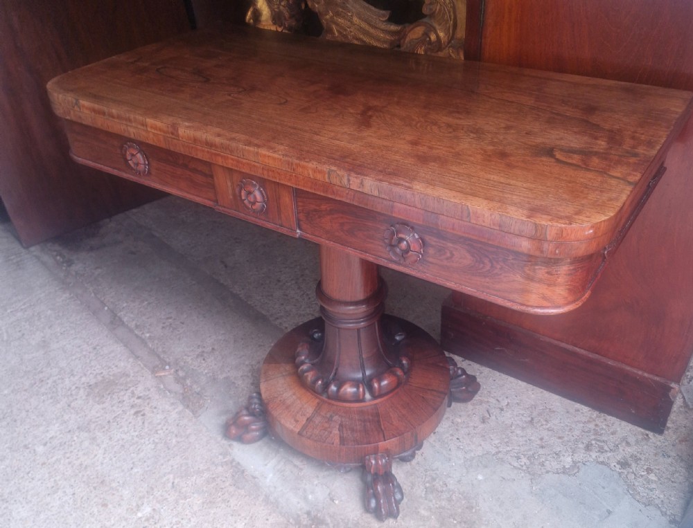 Regency rosewood swivel top games table.  View II