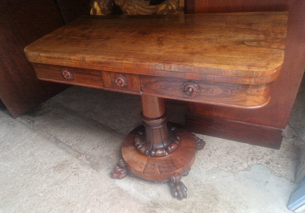 Regency rosewood swivel top games table.  View III
