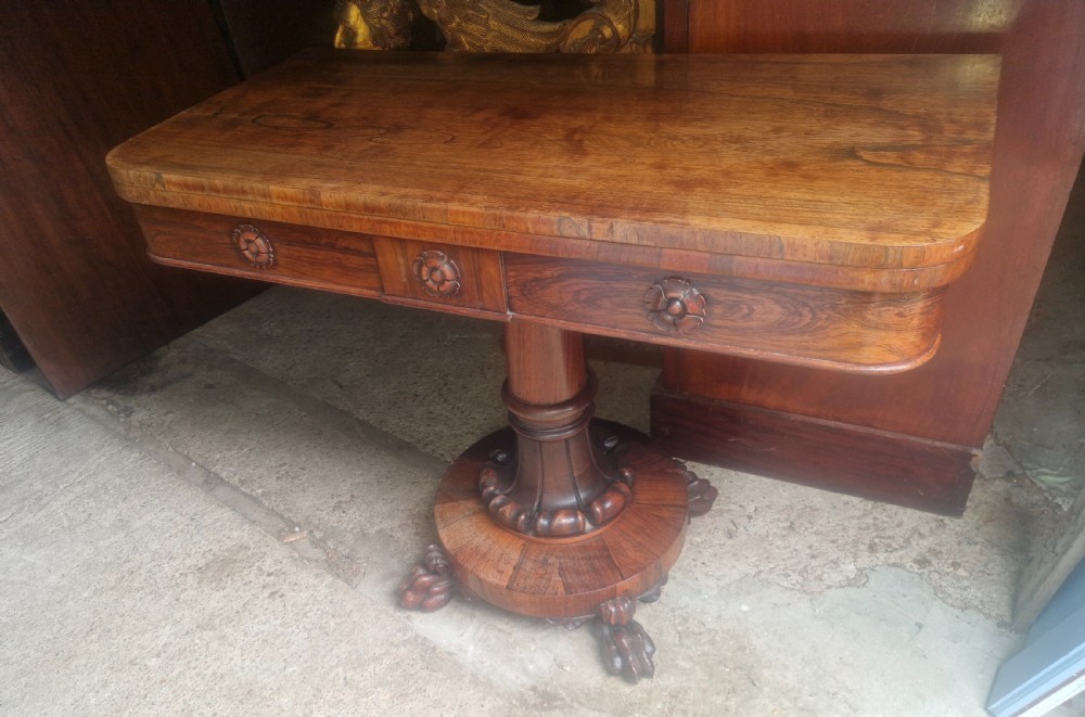 Regency rosewood swivel top games table.  View IV