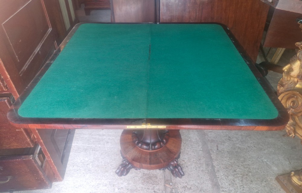 Regency rosewood swivel top games table.  View VI