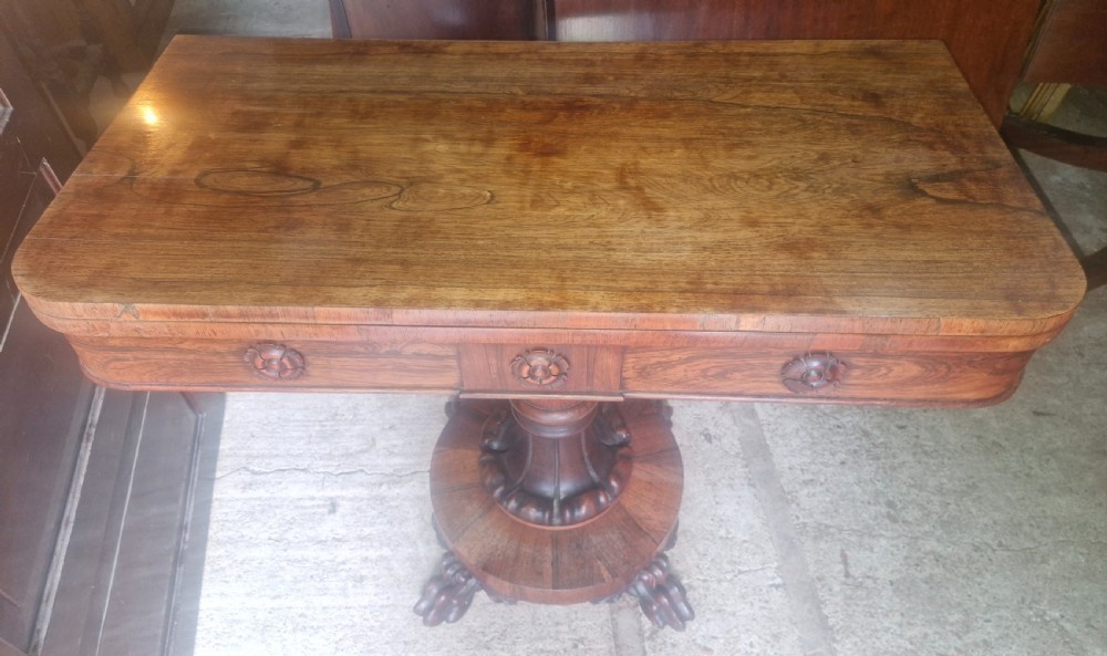 Regency rosewood swivel top games table.  View VII