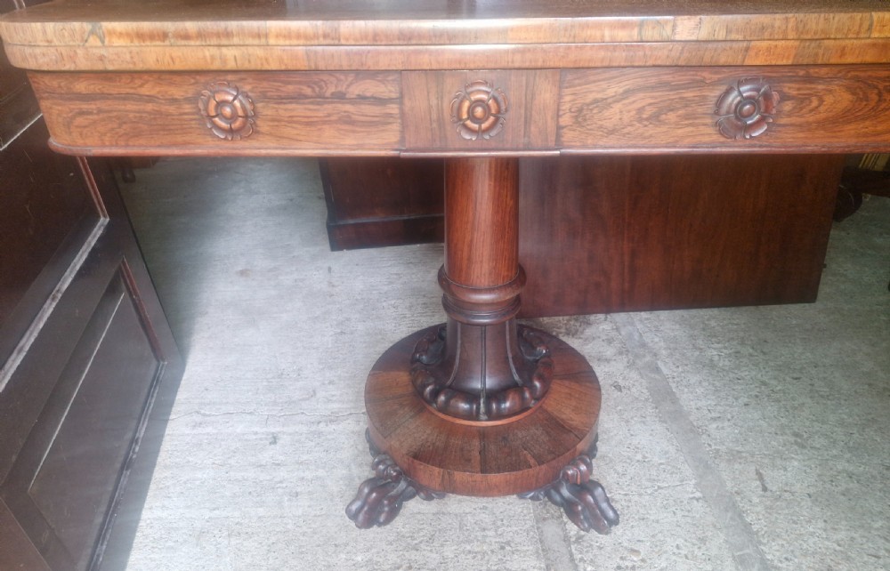 Regency rosewood swivel top games table.  View VIII