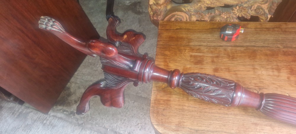 Carved Mahogany torchere plant stand . View V