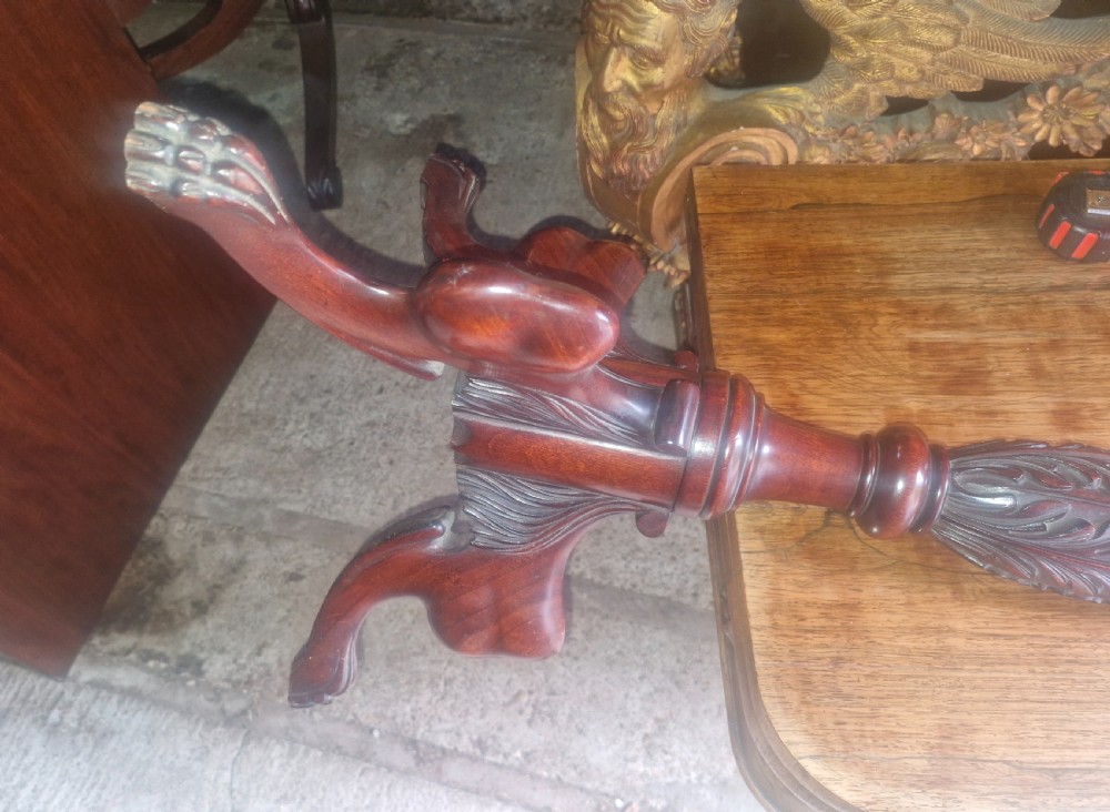 Carved Mahogany torchere plant stand . View VI