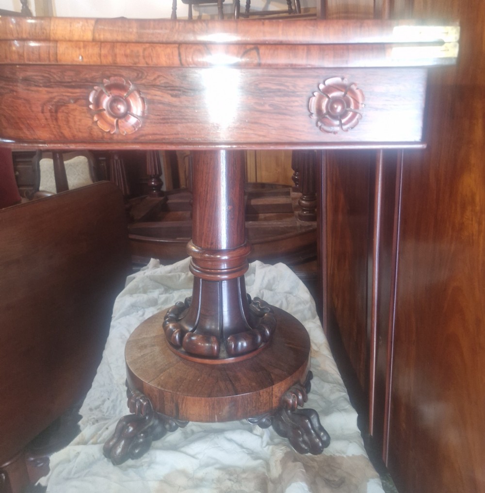Regency rosewood swivel top games table.  View XI