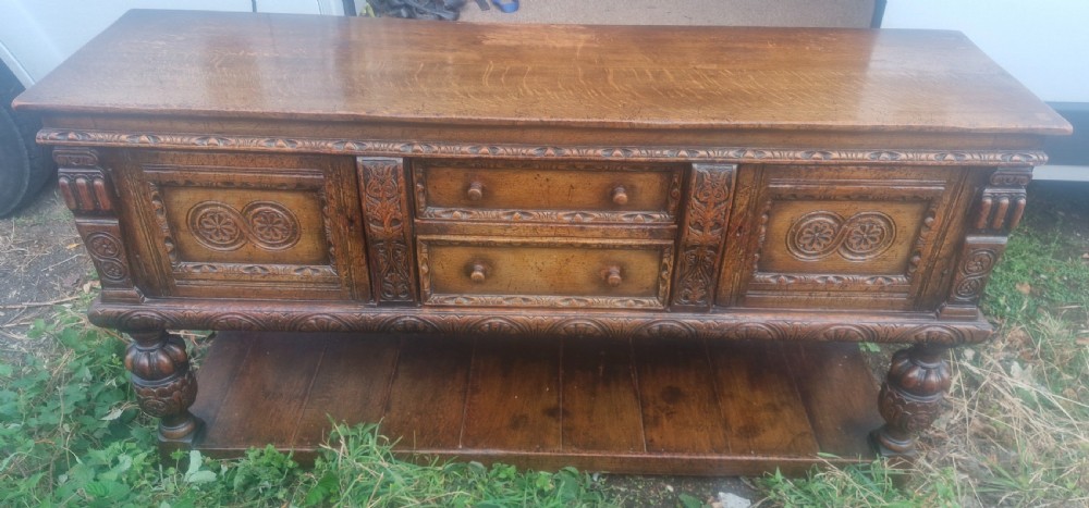Carved Ipswich oak sideboard.  View II