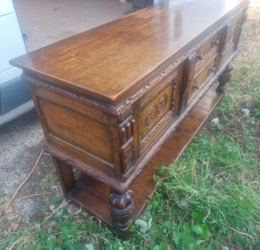 Carved Ipswich oak sideboard.  View V