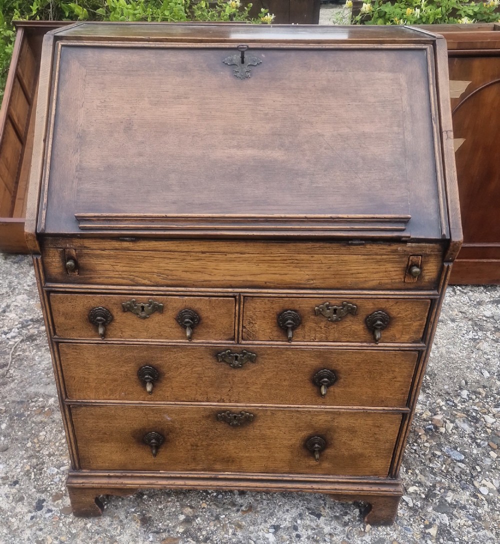 Small oak Queen Anne style bureau.  View II