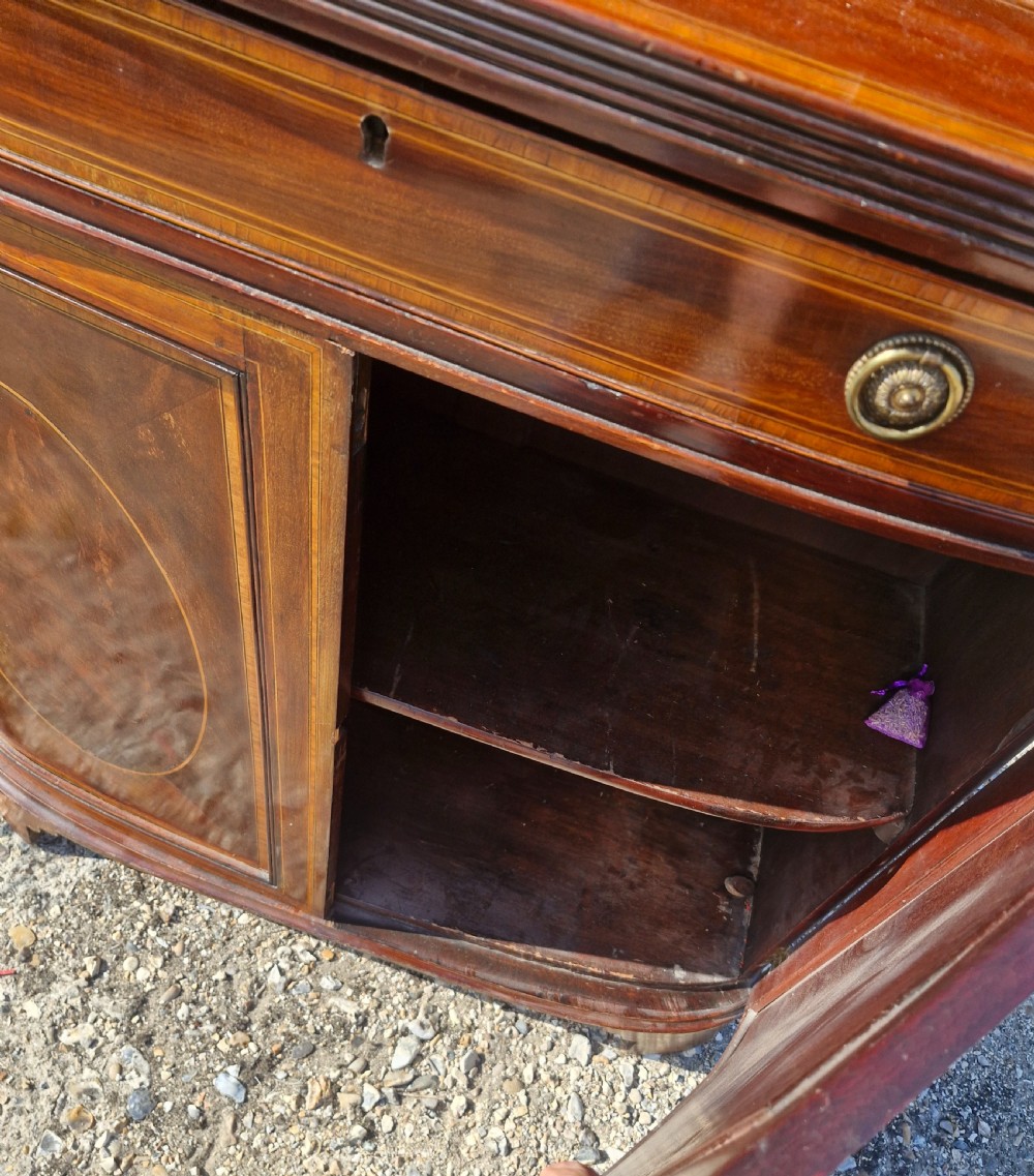 Edwardian inlaid mahogany bookcase cabinet.  View II