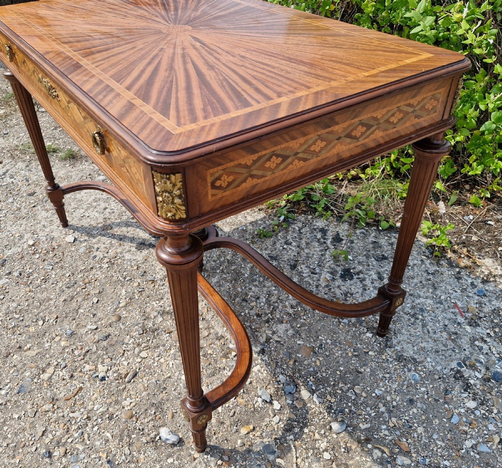 French inlaid mahogany free standing writing table.  View IV