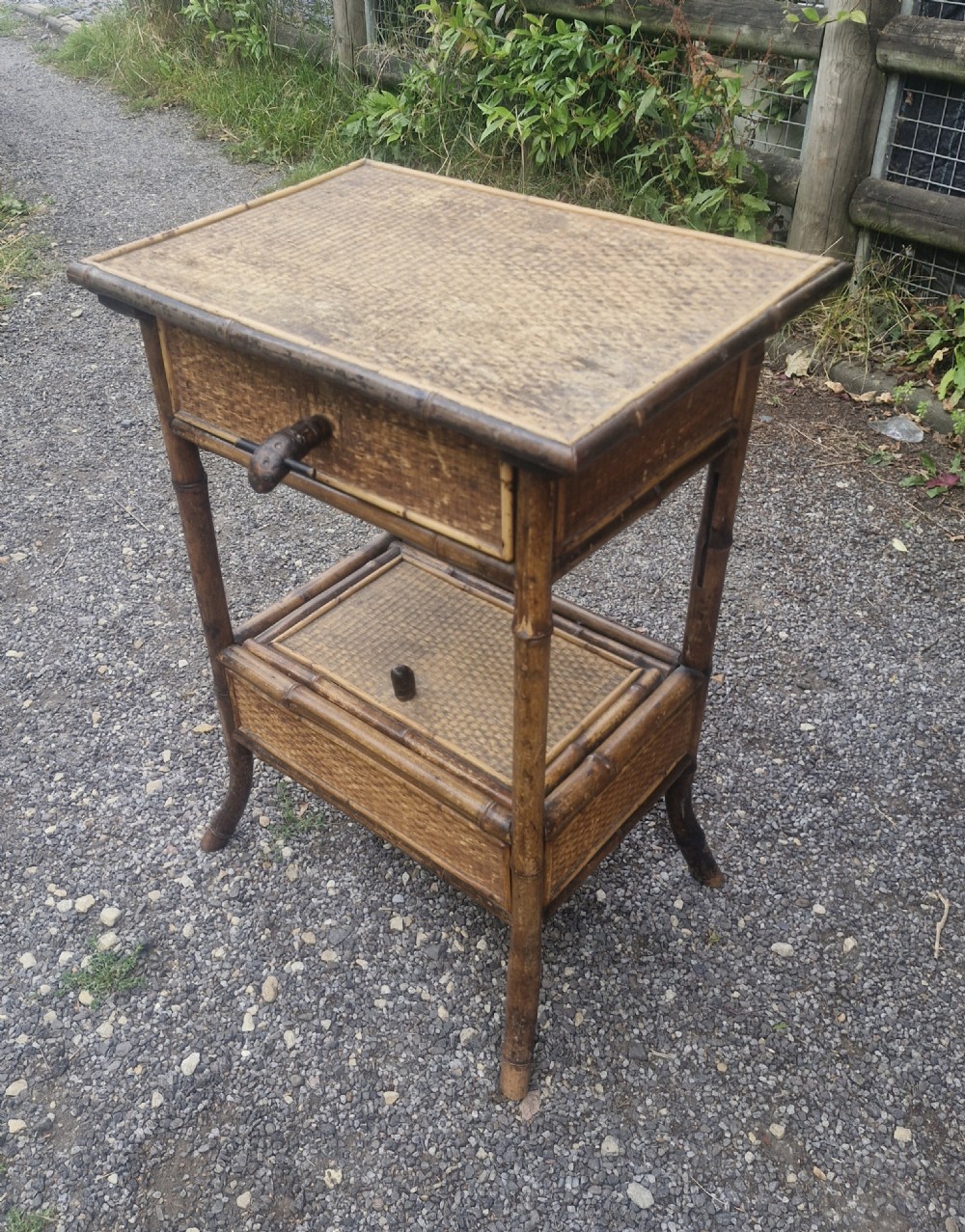 Late Victorian bamboo 2 tier side table. 