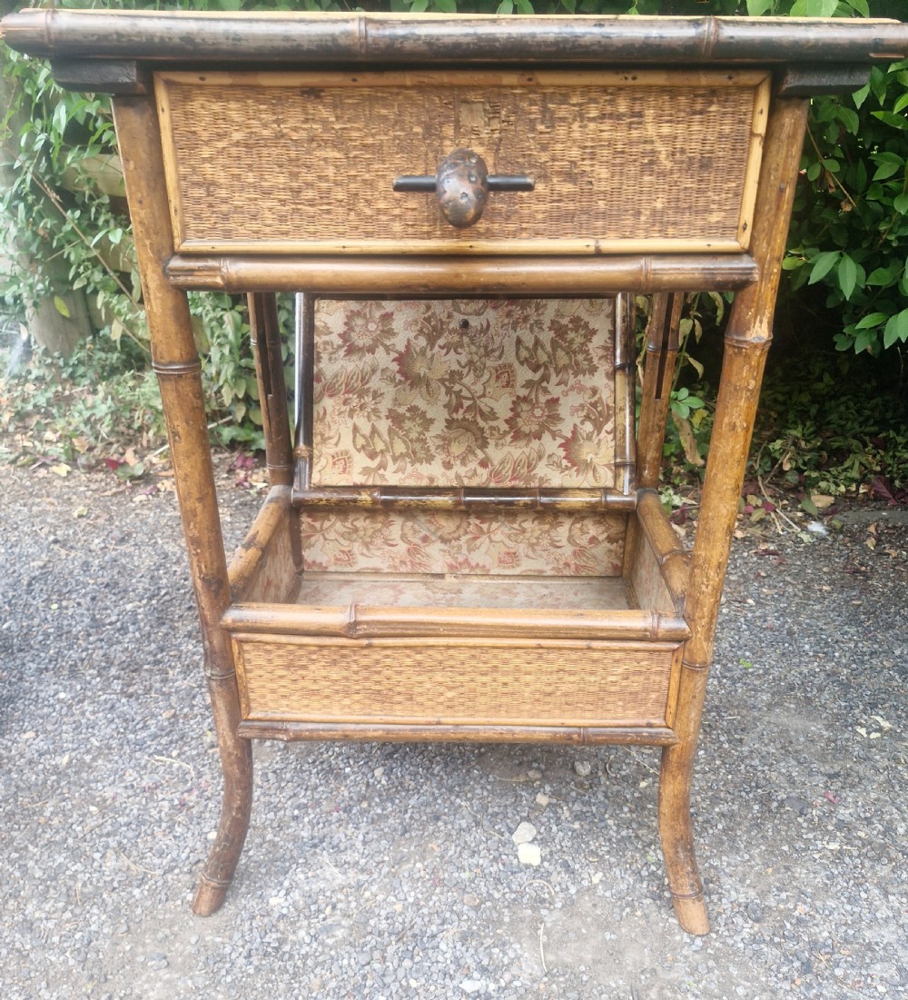 Late Victorian bamboo 2 tier side table.  View II