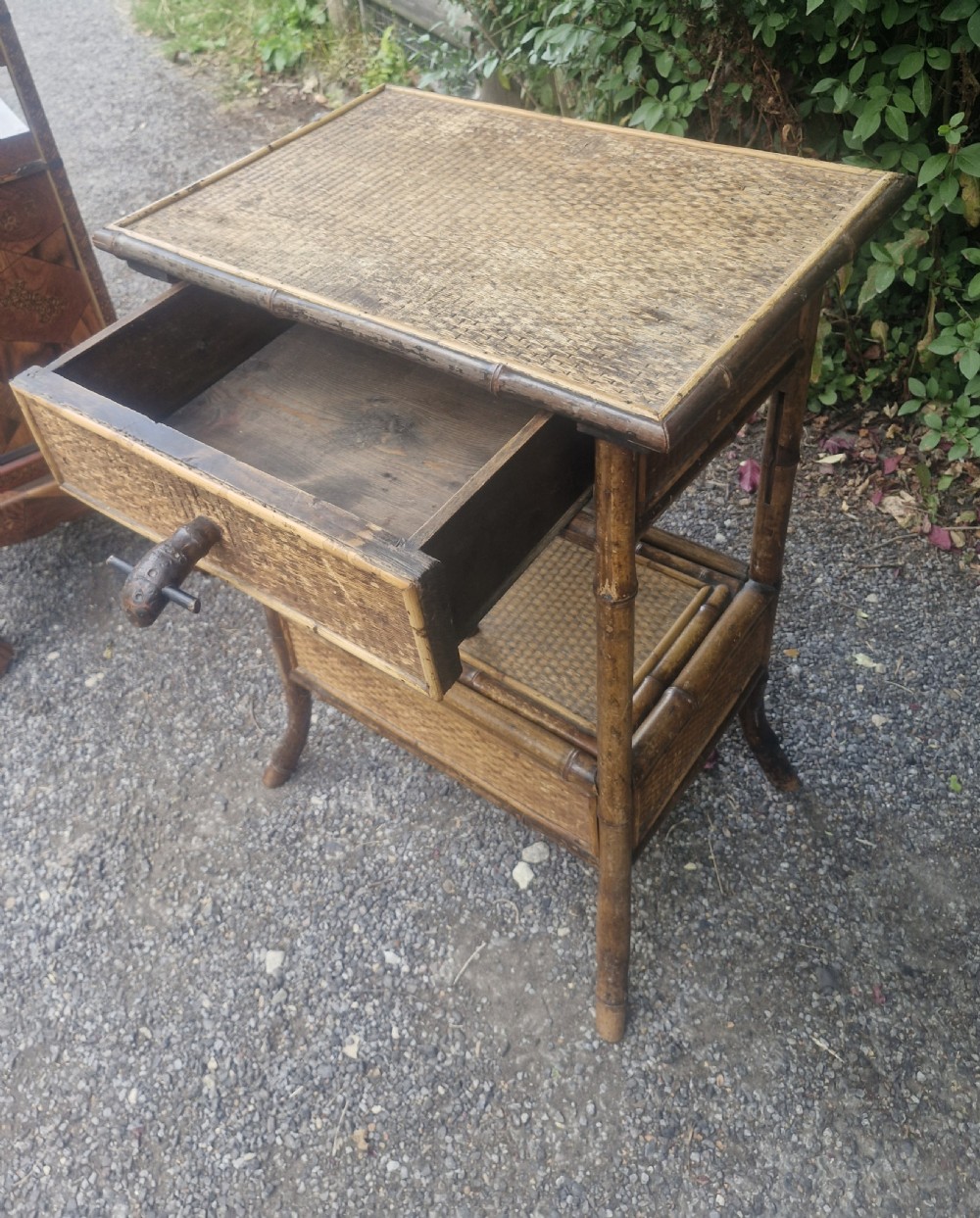 Late Victorian bamboo 2 tier side table.  View III