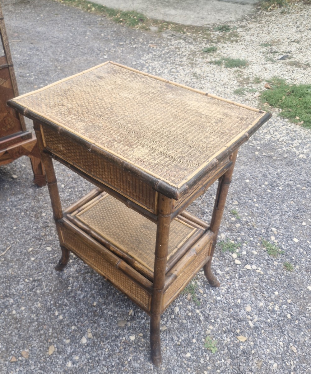 Late Victorian bamboo 2 tier side table.  View VII
