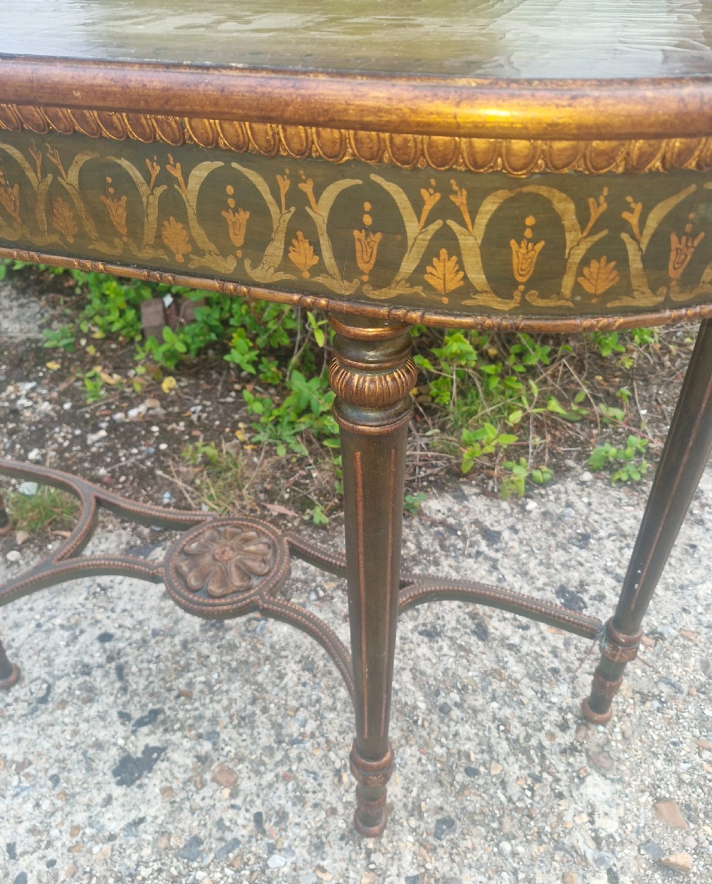 Painted and decorated hall table.  View III