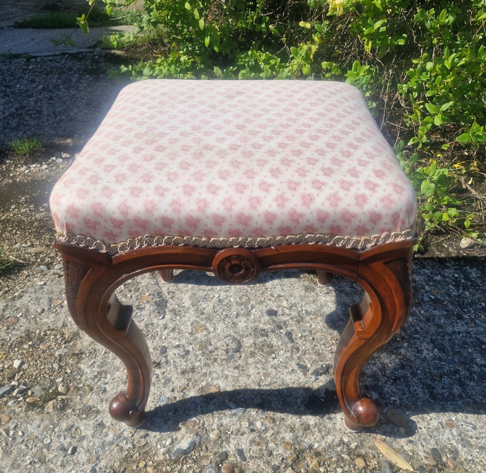 Mid Victorian walnut framed stool.