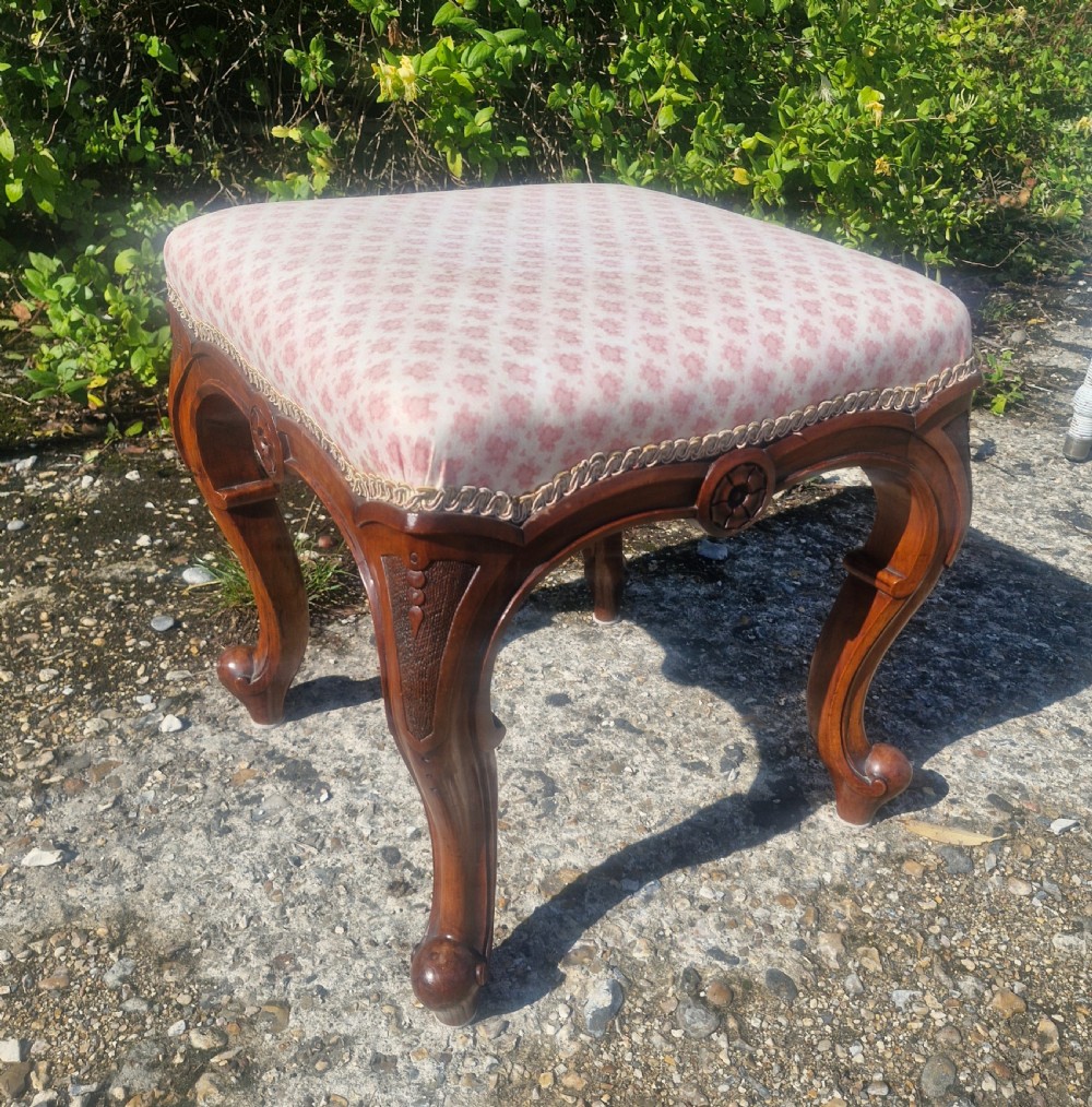 Mid Victorian walnut framed stool. View II