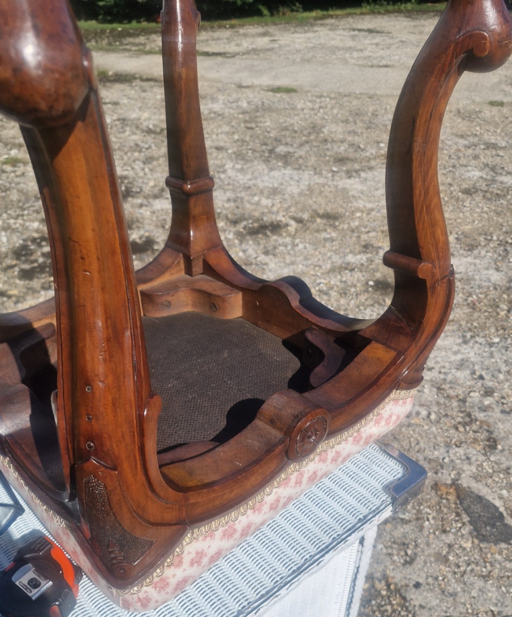 Mid Victorian walnut framed stool. View III