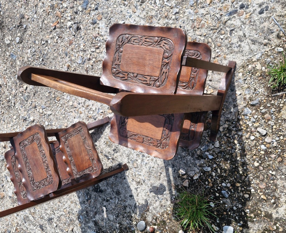 Pair of Anglo Indian folding table top cake and sandwich stands. View IV