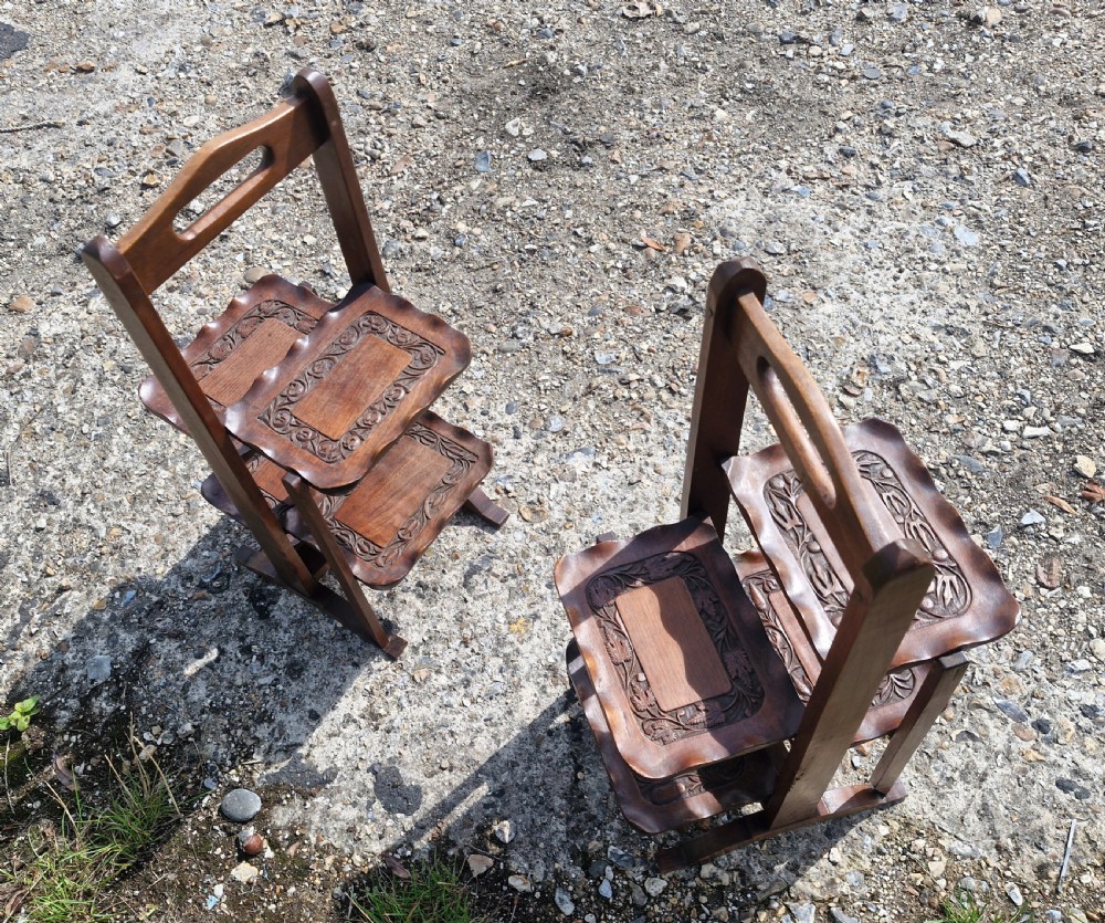 Pair of Anglo Indian folding table top cake and sandwich stands. View VIII