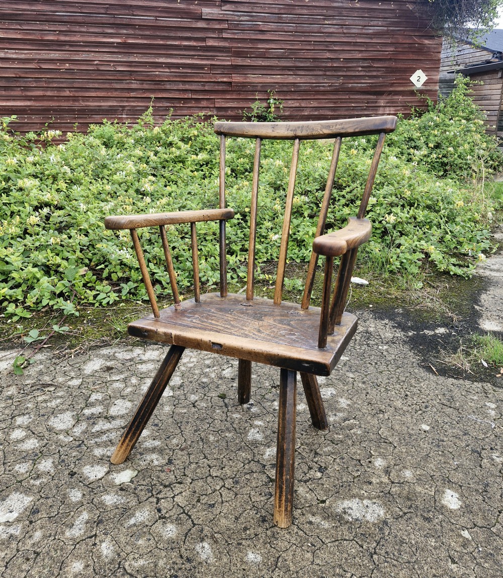 19th century Primitive stick back armchair. 